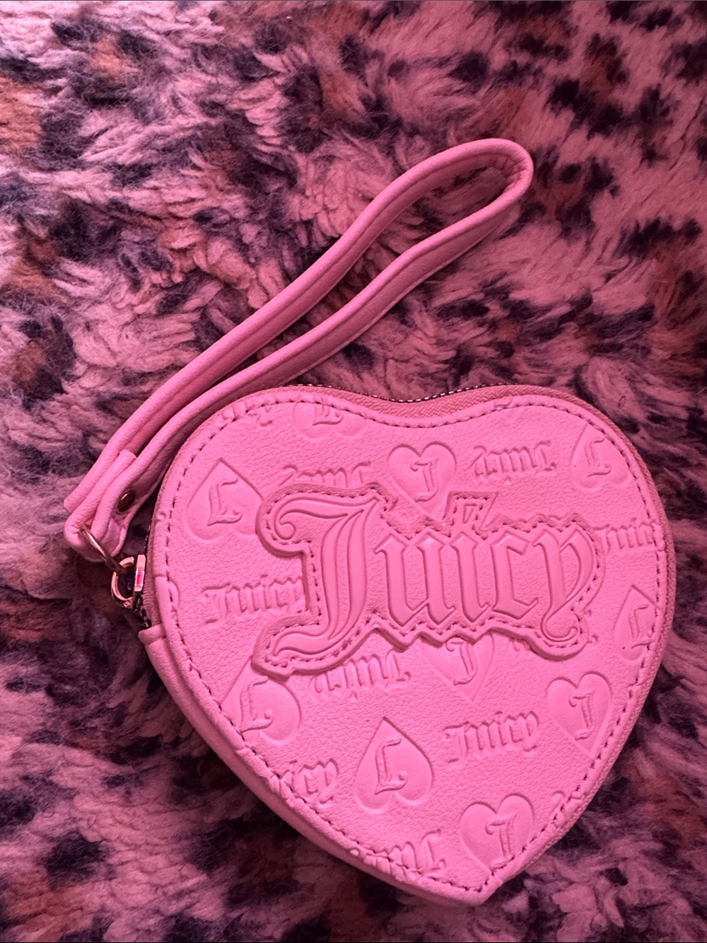 Juicy Couture Pink Heart Wristlet Change Purse